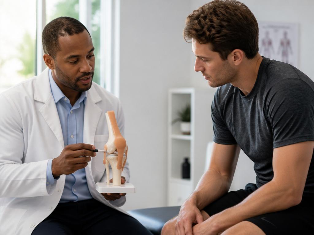 Sports medicine physician consulting with a patient